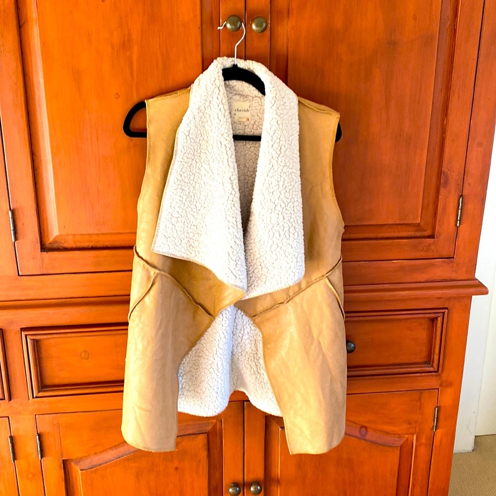 Shearling faux suede vest